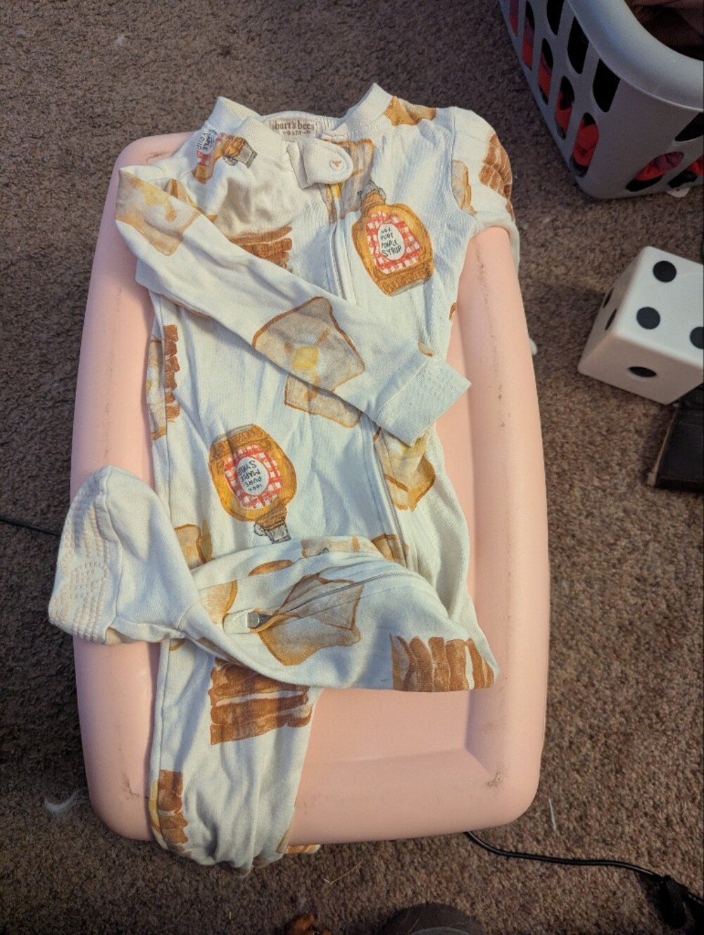 24 Months Burt's Bees Toddler Cream Onesie with Brown & Golden Print